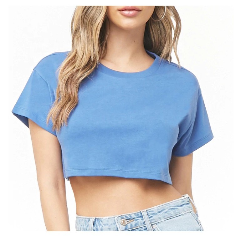 Trendy Women’s Crop T-Shirt – Casual Short Sleeve Summer Top